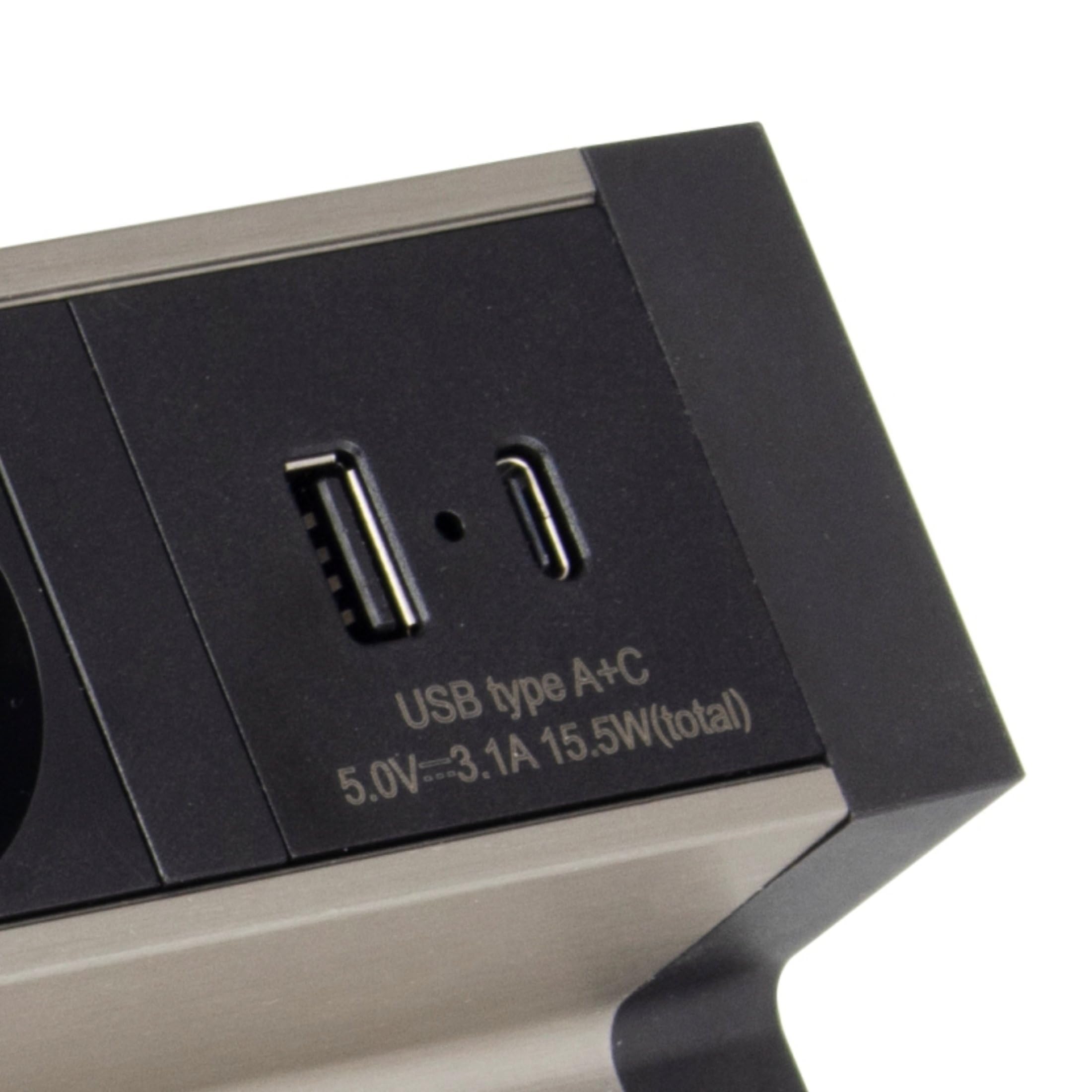 Enchufe de aluminio con 3 enchufes, USB-A USB-C, montaje con pinza