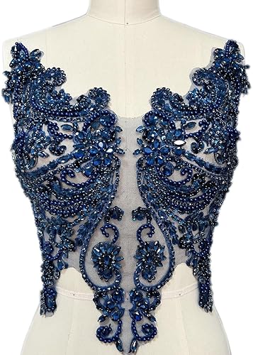 Miniatura 30 de Apliques de encaje hechos a mano con diamantes de imitación para coser en cuentas de vidrio, accesorios para ropa de vestir (blanco)