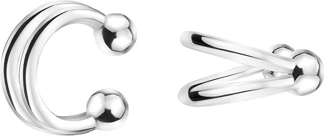 SOFIA MILANI - Women's Earrings 925 Silver - 2 set of Fake Piercing Ear Cuffs - 20814