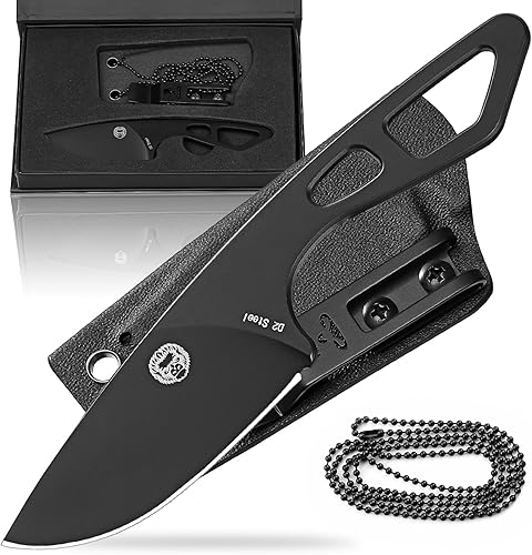 Cuchillo de cuello  Cuchillo utilitario de hoja fija D2 W Funda  Clip para cinturón Cuchillo Bushcraft para exteriores  Kit de cuchillos tácticos de