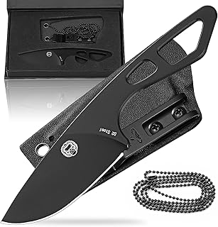 Neck Knife | Fixed Blade Utility Knife D2 W Sheath | Belt Clip Bushcraft Outdoor Knife |Full Tang Tactical Survival Knife Kit - Holtzman's Gorilla Survival