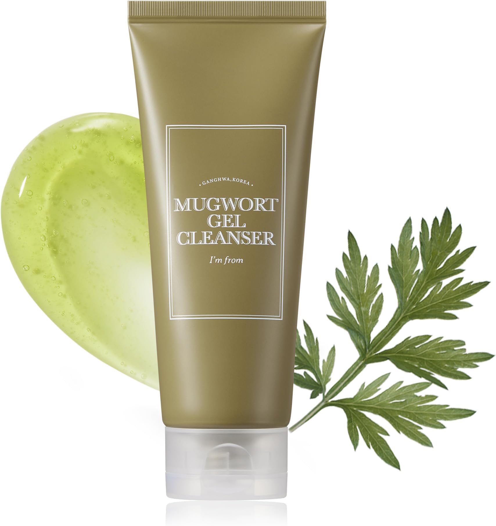 I'm from Mugwort Gel Cleanser 150ml, Mugwort 60%, Calming, Soothing, Mild low pH Korean Face Wash for Sensitive Skin, Irritated Skin, Herbal, Hypoallergenic, Vegan