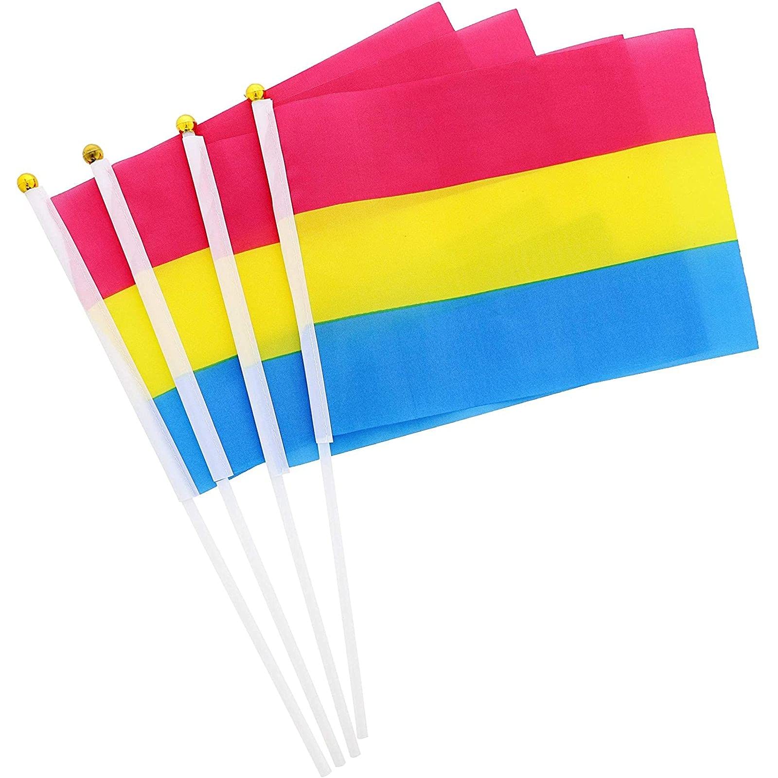Photo 1 of Pansexual Pride Flag, LGBTQ Handheld Stick Flags (12 In, 60 Pack)