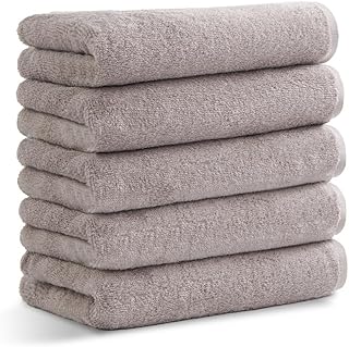 アイリスプラザ フェイスタオル 5枚セット【コンパクトタイプ】 ライトグレー マイクロファイバー生地 (ポリエステル) 配合 34×80 タオル 薄手 ふわふわ 高速吸収 ポリエステル×綿