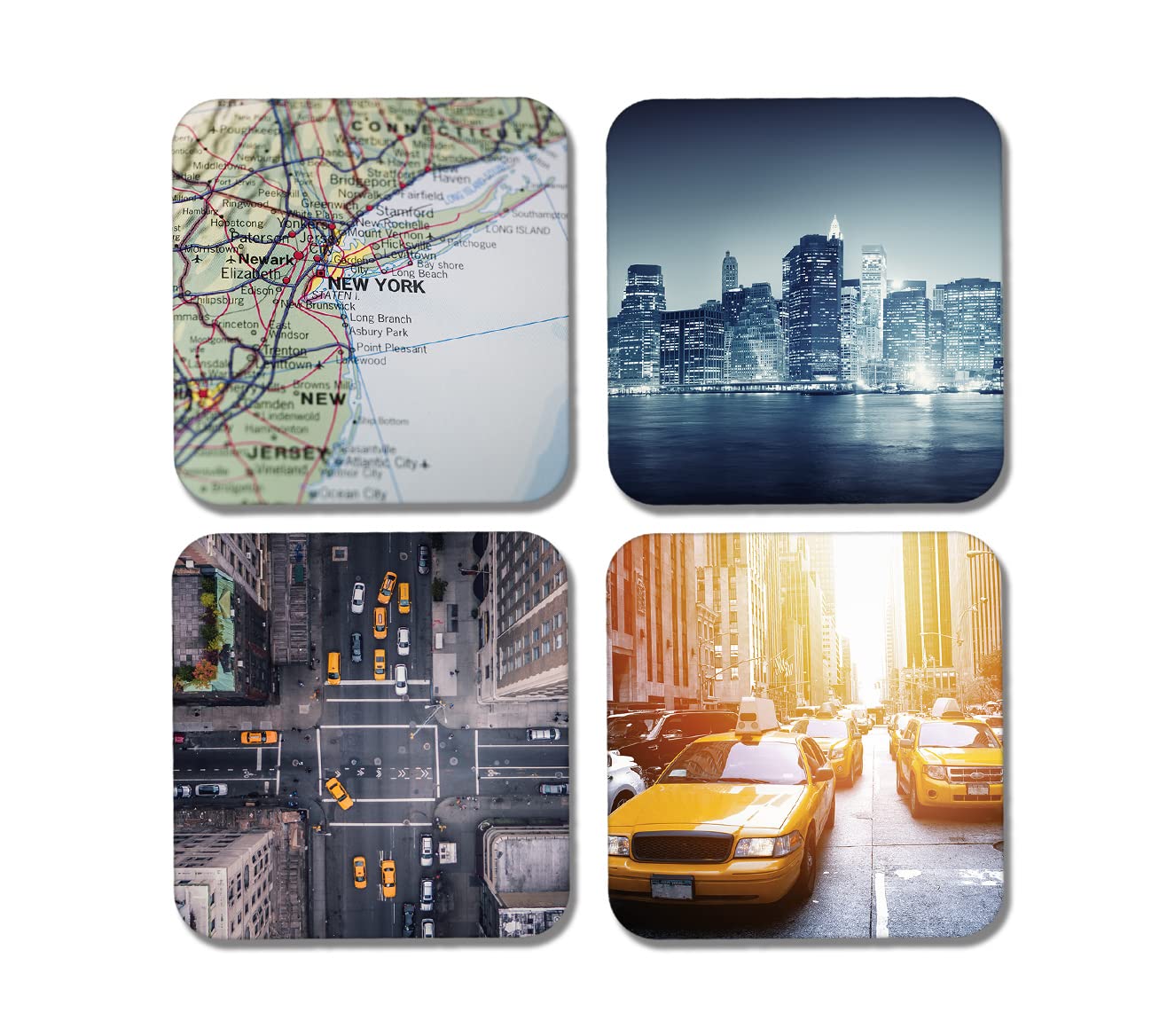 DV DESIGN 4 x Square New York Coasters - Travel Holiday Map Landmarks USA City Gift #77916