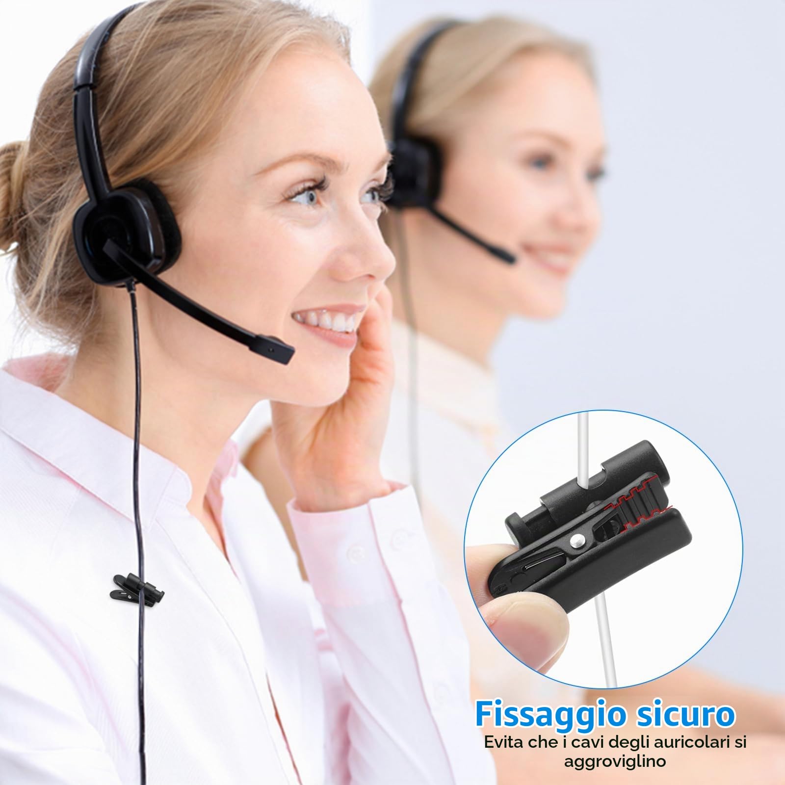 3 PCS Clip per Cavo Auricolare, Morsetto per Cavo Auricolari 360° | Morsetti in Plastica per Cuffie Cablate, Clip per Abbigliamento per Cavo Cuffie, Clip di Montaggio per Fili per Cuffie
