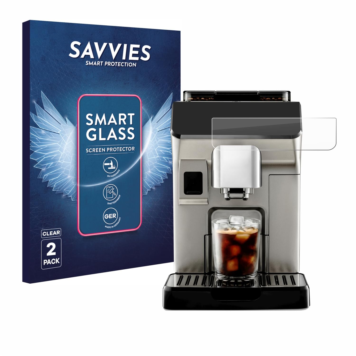 2 Pack Tempered Glass Film compatible with DeLonghi Eletta Explore 9H Screen Protector, Glass-Foil, HD-Clear, Armor Protection Film