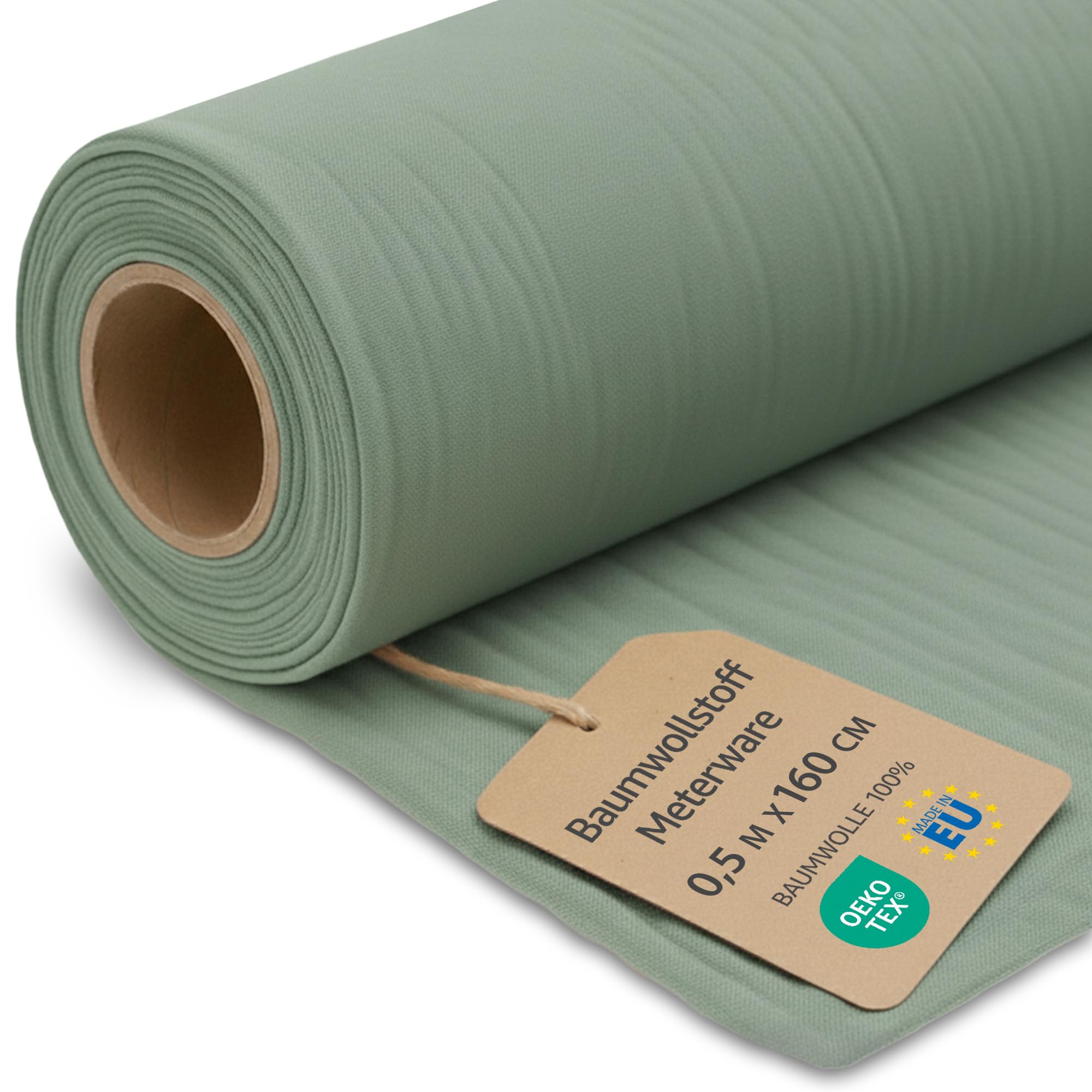 Fabric by the Meter Cotton 0.5 M x 160 cm - Fabrics for Sewing Decoration and DIY Projects Ideal for Clothing Home Textiles and craftwork Oeko-Tex 7. Sage Color
