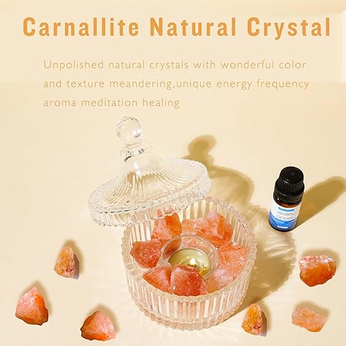 Miniatura 4 de Candelabro de cristal de cristal curativo para centro de mesa de boda, lámpara de mesa decorativa para cenas (sal naranja)