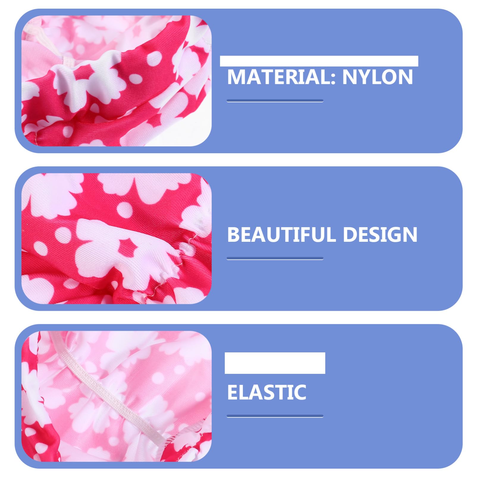 Kisangel Cuffie da Nuoto Elastiche in Nylon Stampa a Pieghe, Impermeabili, Confezione da 6 Pezzi, Colori Assortiti, Protezione per Chioma, per Adulti in Piscina
