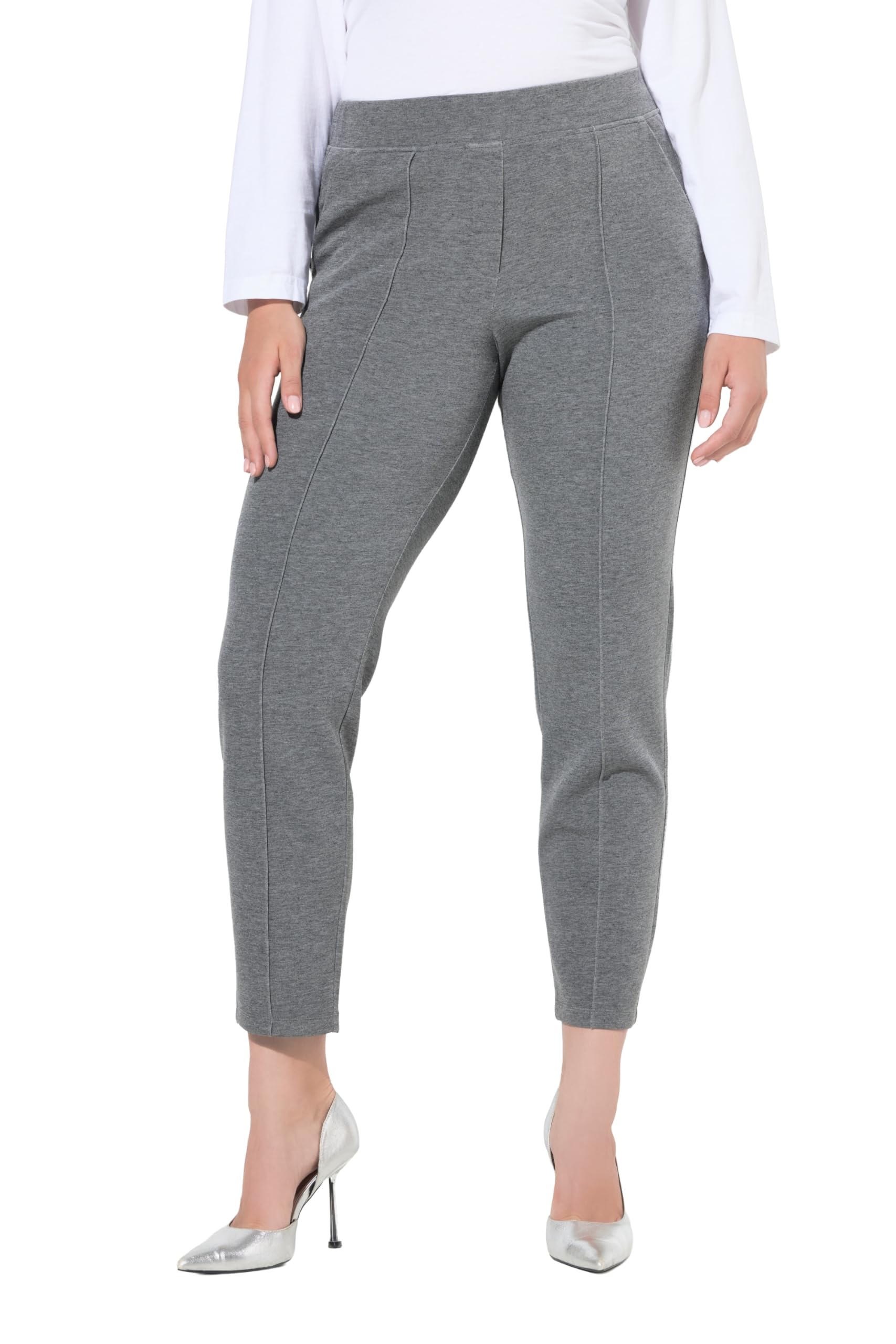 Ulla Popken Damen große Größen Übergrößen Plus Size Hose, Punto-di-Roma-Jersey, konisches Bein, Elastikbund 812761