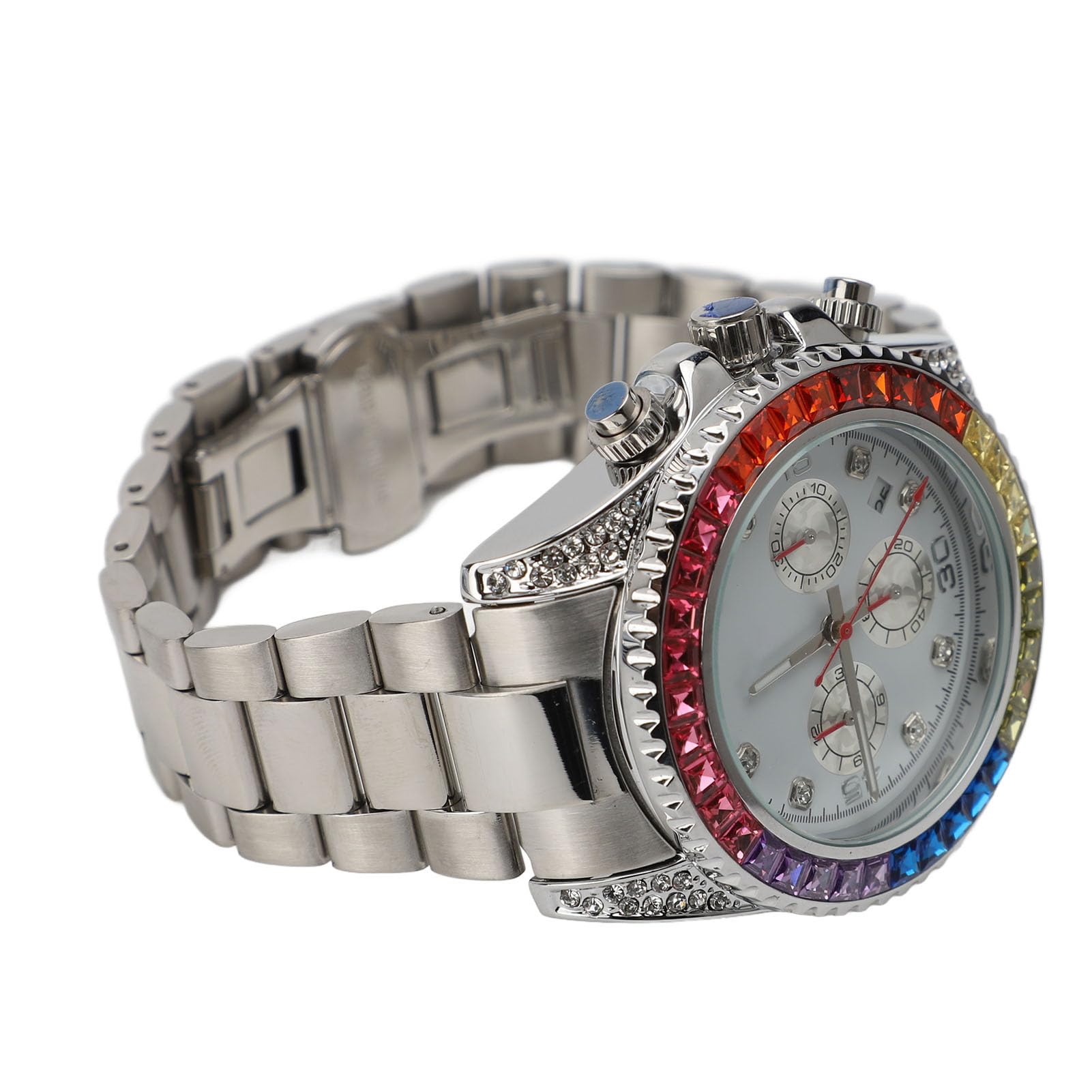 Reloj Cronógrafo de Acero Inoxidable a la Moda para Hombre, Elegante Reloj Analógico de Cuarzo Resistente Al Agua para Uso Informal de Negocios, Diseño Elegante