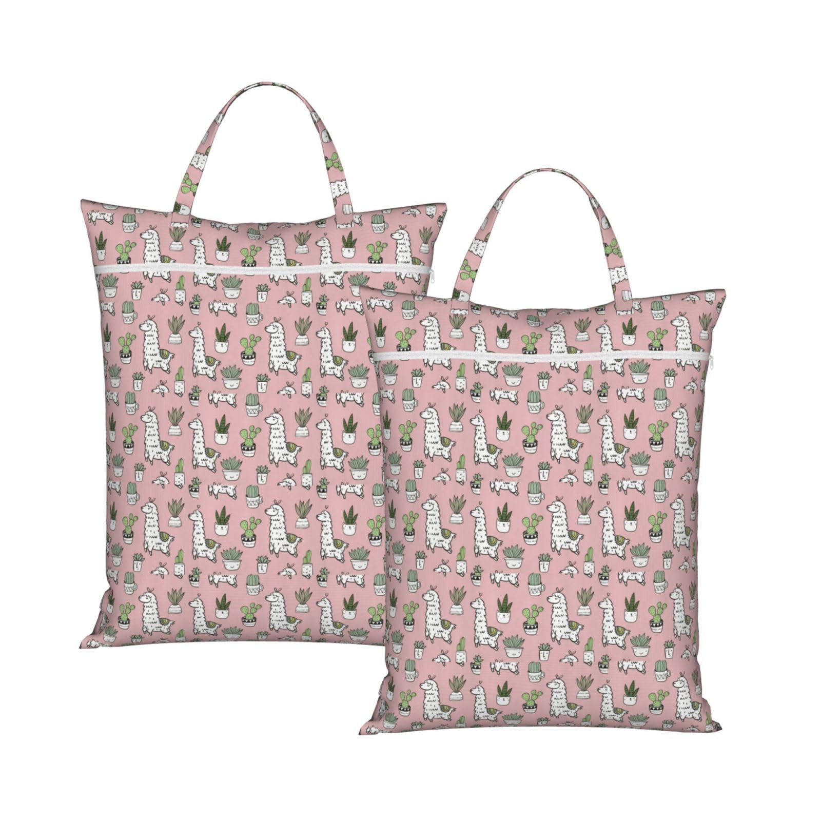 Alpaca And Cactus Print Travel Laundry Bag Foldable Lightweight Camping Beach Dorm Weekend Getaways
