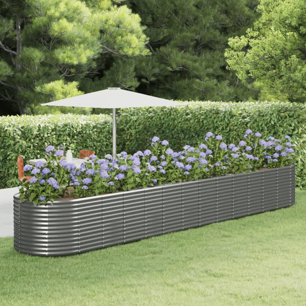 Jardinière surélevée grise en acier avec trou de drainage pour balcon