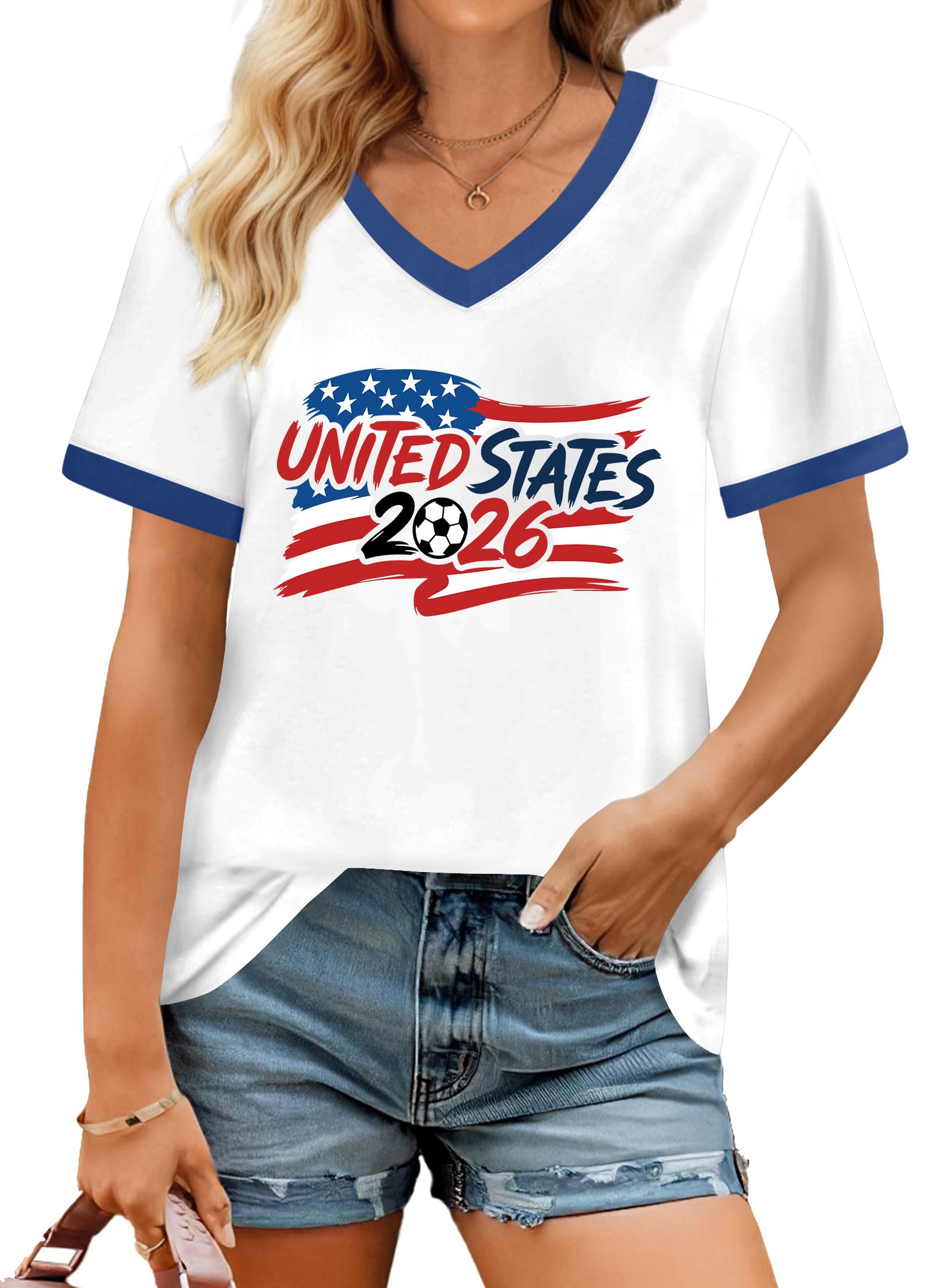 Soccer Cup 2026 Shirts for Women Mexico Shirts Soccer Graphic Jerseys Brazil USA Football…