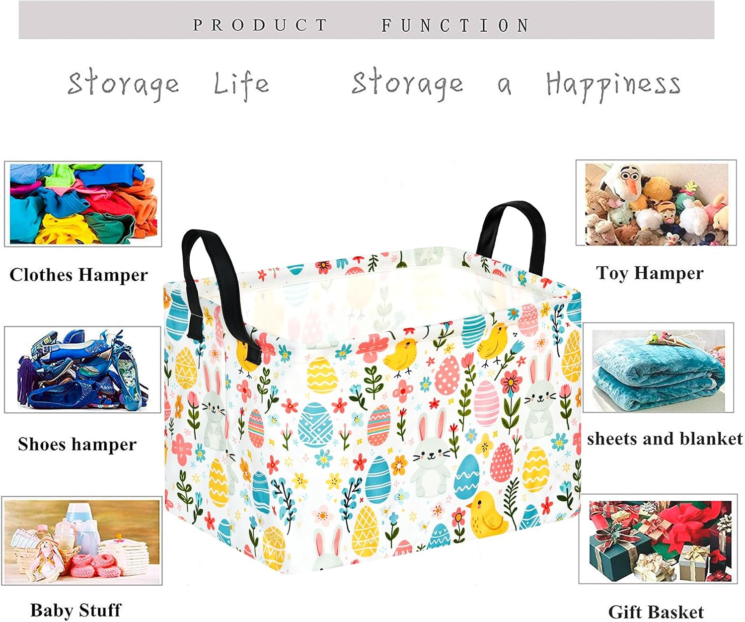 Gift Toy Storage Basket for Girls and Boys, Storage Organizer for Nursery Hamper Home Bedroom Laundry Hamper Shelf Easter Baskets image 3