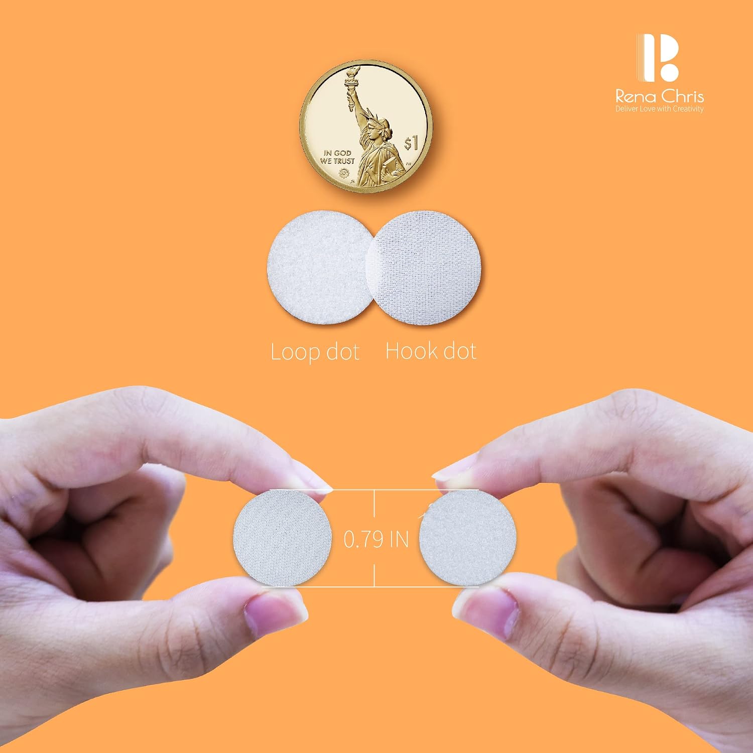 Self Adhesive Dots 500pcs(250 Pair) 3/4" Diameter Sticky Back Coins Hook & Loop Self Adhesive Dots Tapes Magic Sticky Dots 20mm White, Suitable for School Classroom, Office, Home