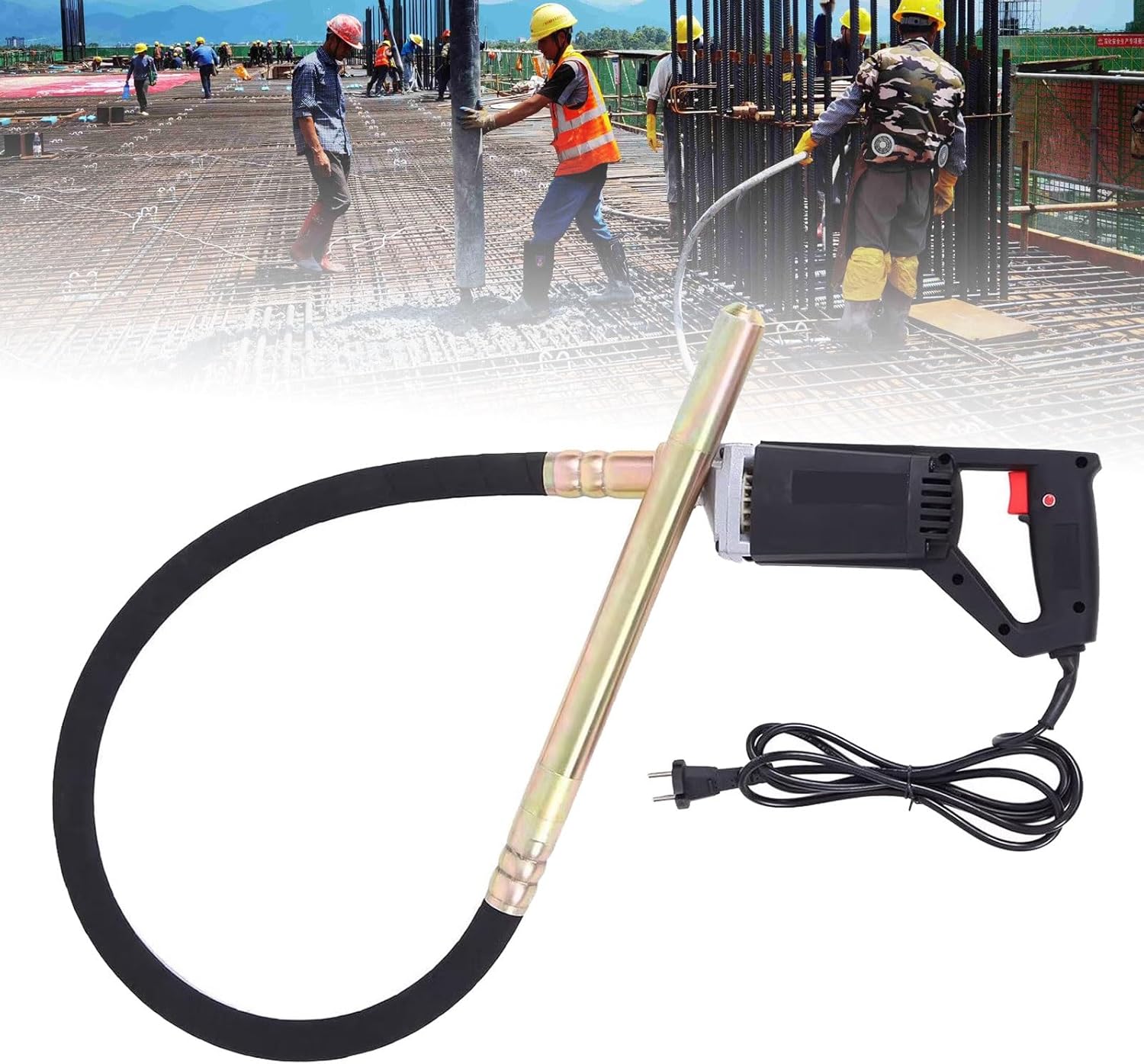 Electric Concrete Vibrator,800w Handheld Cement Concrete Vibrator Poker with 1.5m Shaker Hose Kit,for Mixing and Compacting Building Concrete