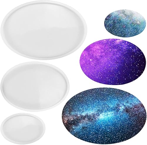 Miniatura 5 de Molde de resina epoxi de cristal ovalado, 3 unidades, molde de resina para resina epoxi molde de resina de silicona para decoración de oficina y