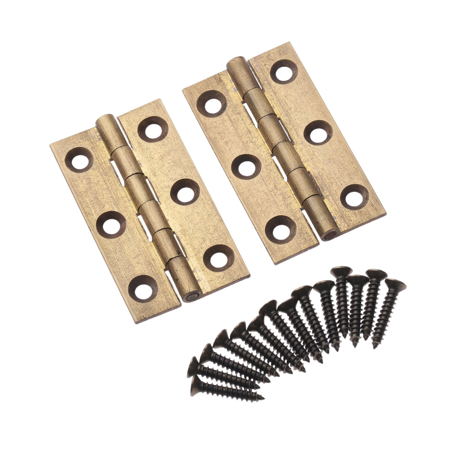 Dophee Antique Brass 2Pcs 1.97"X1.10" Hinges Brass Cupboard Cabinet Door Folding Butt Hinges Furniture Accessories,