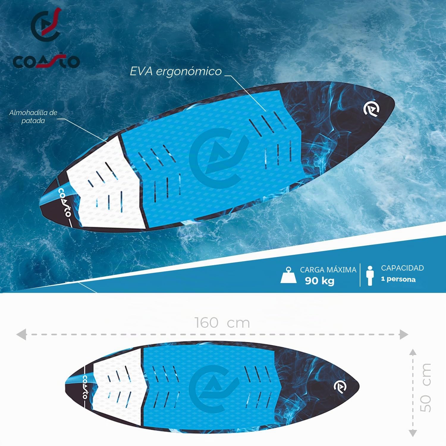 Coasto - PB -Cwksonyx - Wakesurf Coasto Onyx - Ligero, cómodo y práctico