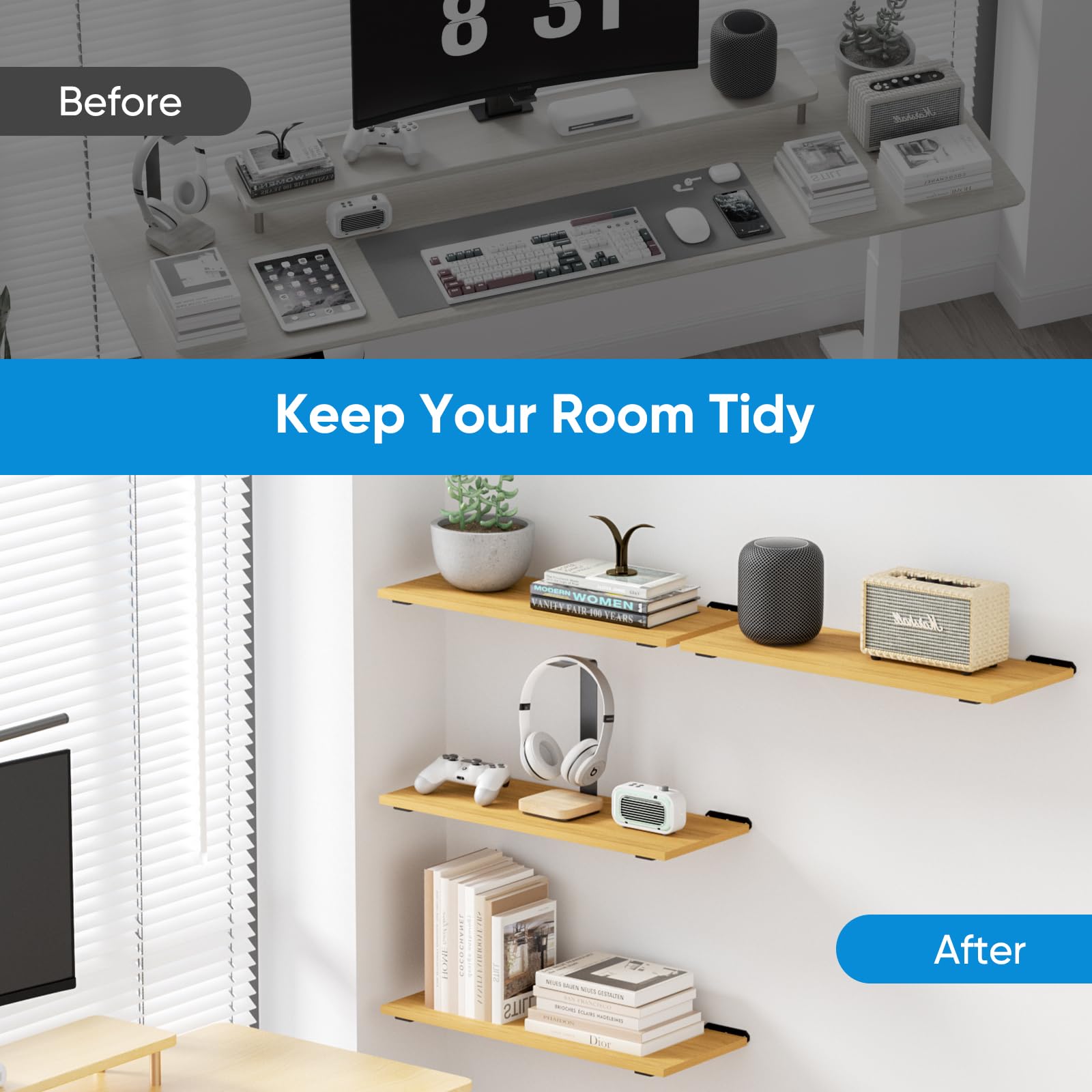 TESSTINA Staffe per Mensole Pesanti 80kg Reggimensola a Scomparsa, Supporto Metallo Nero 3,8cm per Mensola 25-30cm, Staffe Angolari Invisibili, Reggimensola Carichi Pesanti