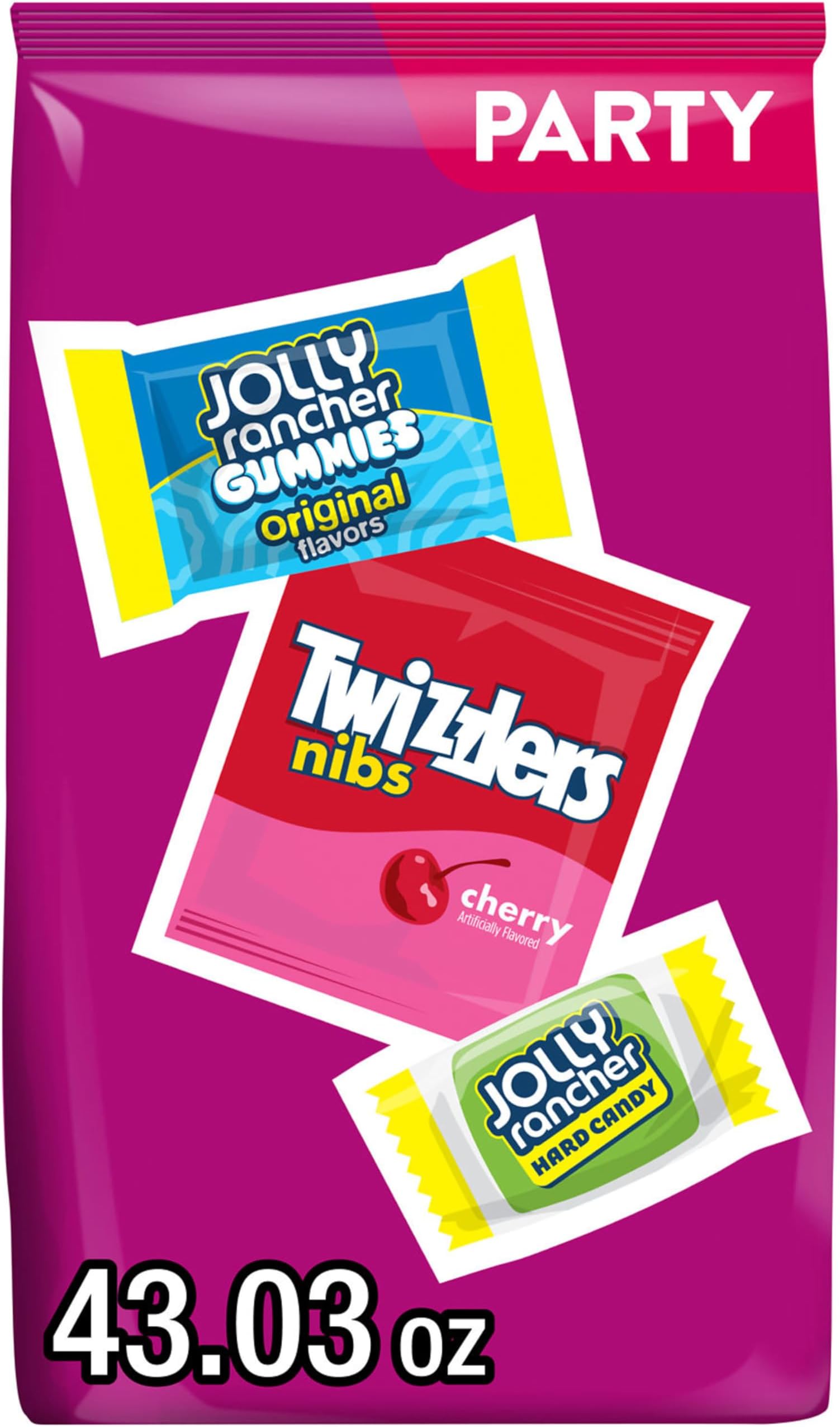JOLLY RANCHER and TWIZZLERS Assorted Fruit Flavored Candy Party Pack, 43.03 oz