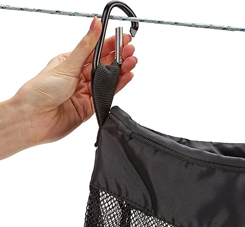 Miniatura 10 de HOMEST Bolsa de malla para colgar ropa con cordón, organizador de almacenamiento con gancho, lavable a máquina, azul cielo