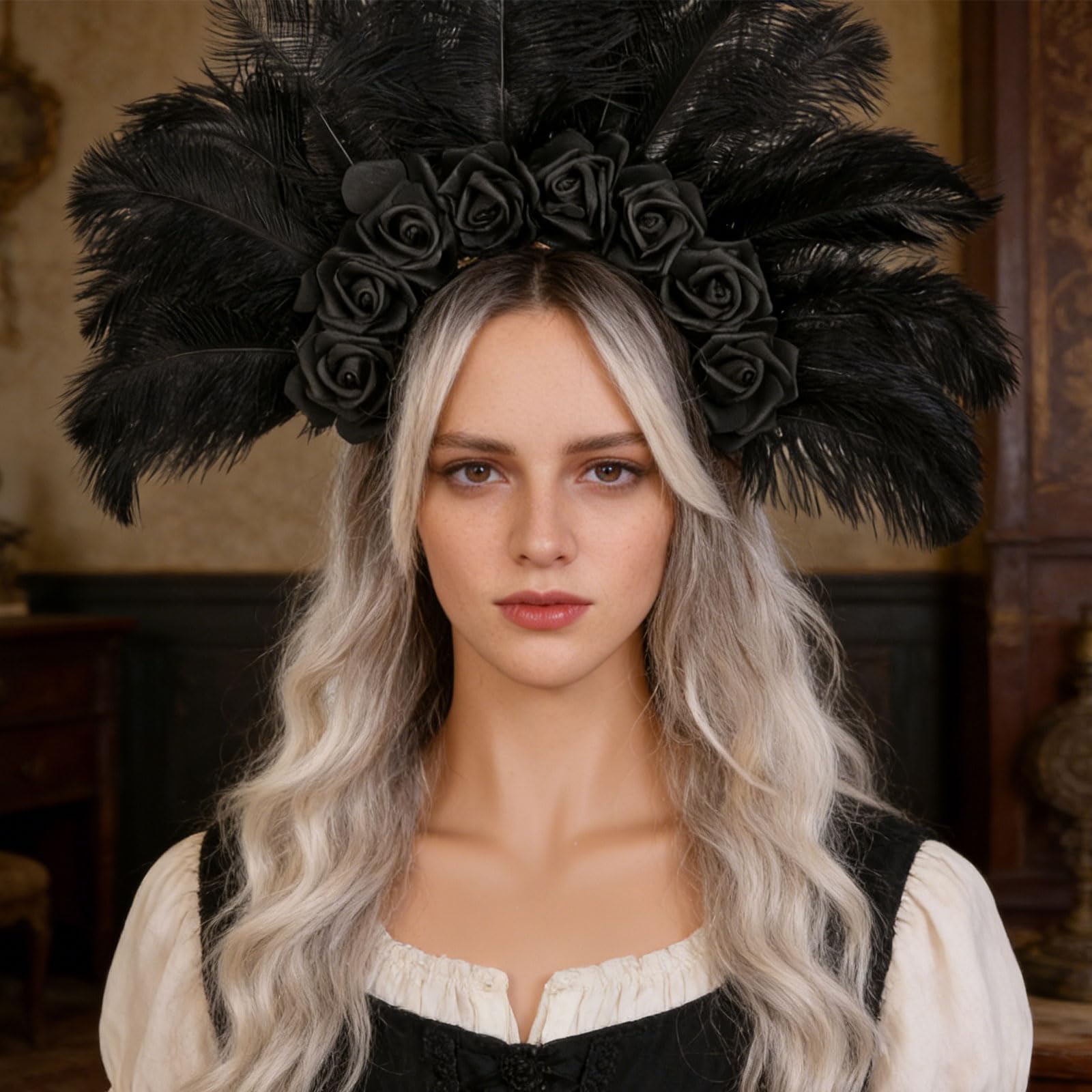 Fascia per capelli con fiori piumati, A | Accessorio per lo styling fasce per capelli con piume colorate per copricapi per feste carnevale per adulti