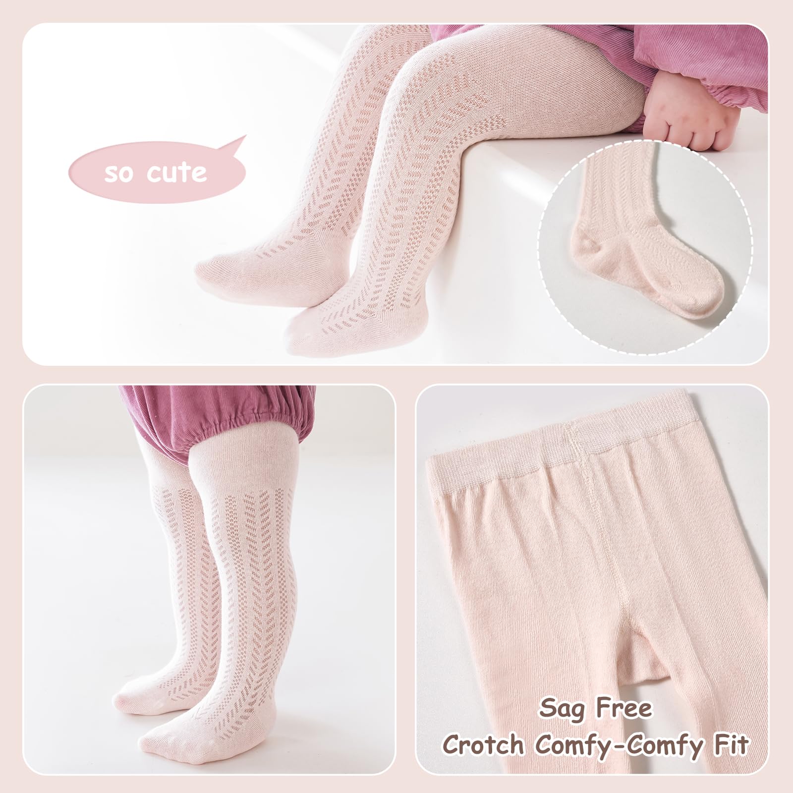 Miipat 2 Pares Medias para Niña, Bebé Medias Pantimedias Caladas Suaves y Elásticas, para Niña Pequeña Colegio, Fiesta, Baile y Ocasiones — view 2