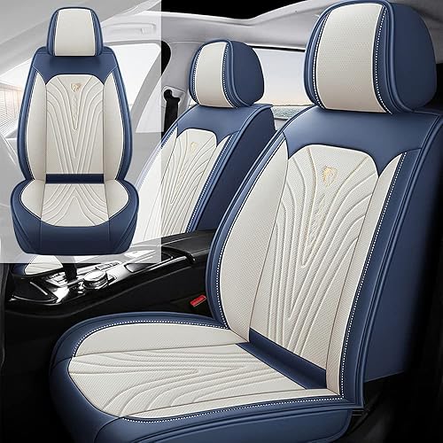MARKIF Juego completo de funda de asiento de automóvil de 5 asientos para Honda Civic 2001-2022 fundas de asiento de cuero impermeables para
