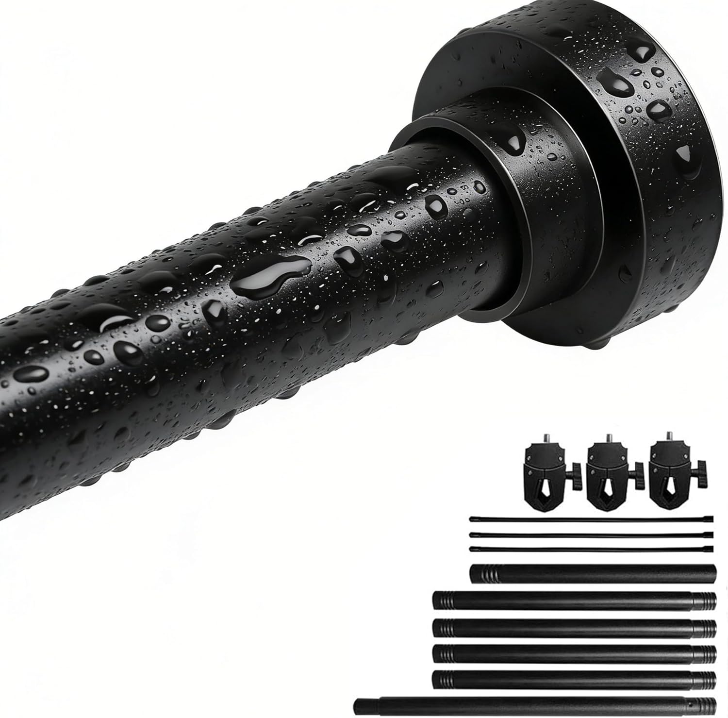 Shower Curtain Rod 32-66 Inches Never Rust Stainless Steel Thickened Spring Tension Spliceable Non-Slip No Drilling for Bathroom Window