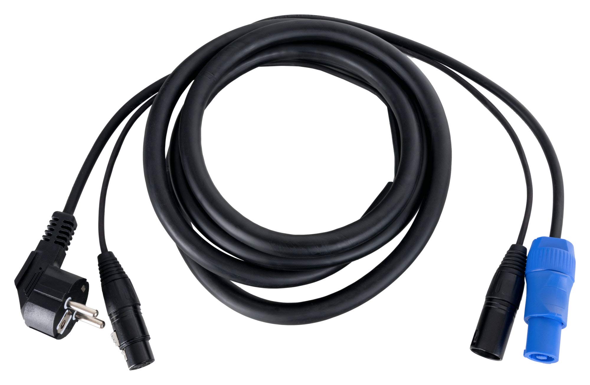 Pronomic Stage EUPPX-2.5 Hybridkabel Euro/Powerplug/XLR - Länge: 2,5 m - Kombi-Kabel für Aktiv-Lautsprecher - Stromversorgung und Signal in einem - Powercon/Schuko-kompatibel - schwarz