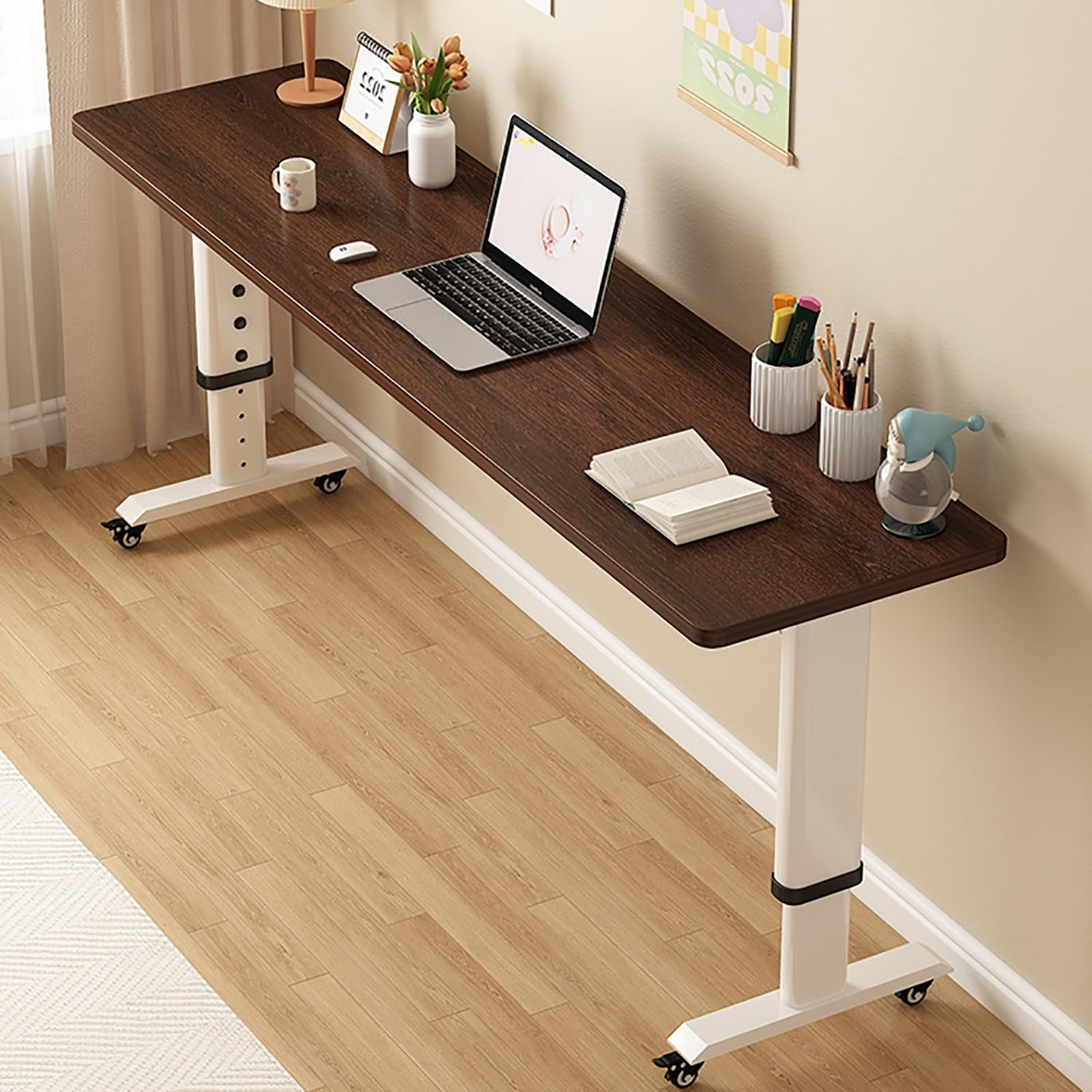 Table de lit roulante ajustable pour ordinateur et repas à domicile