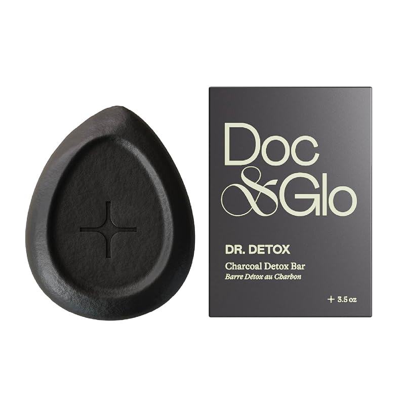 Doc & Glo Dr. Detox Barra de Carvão para Rosto e Corpo, Sabonete de Limpeza, 100 g