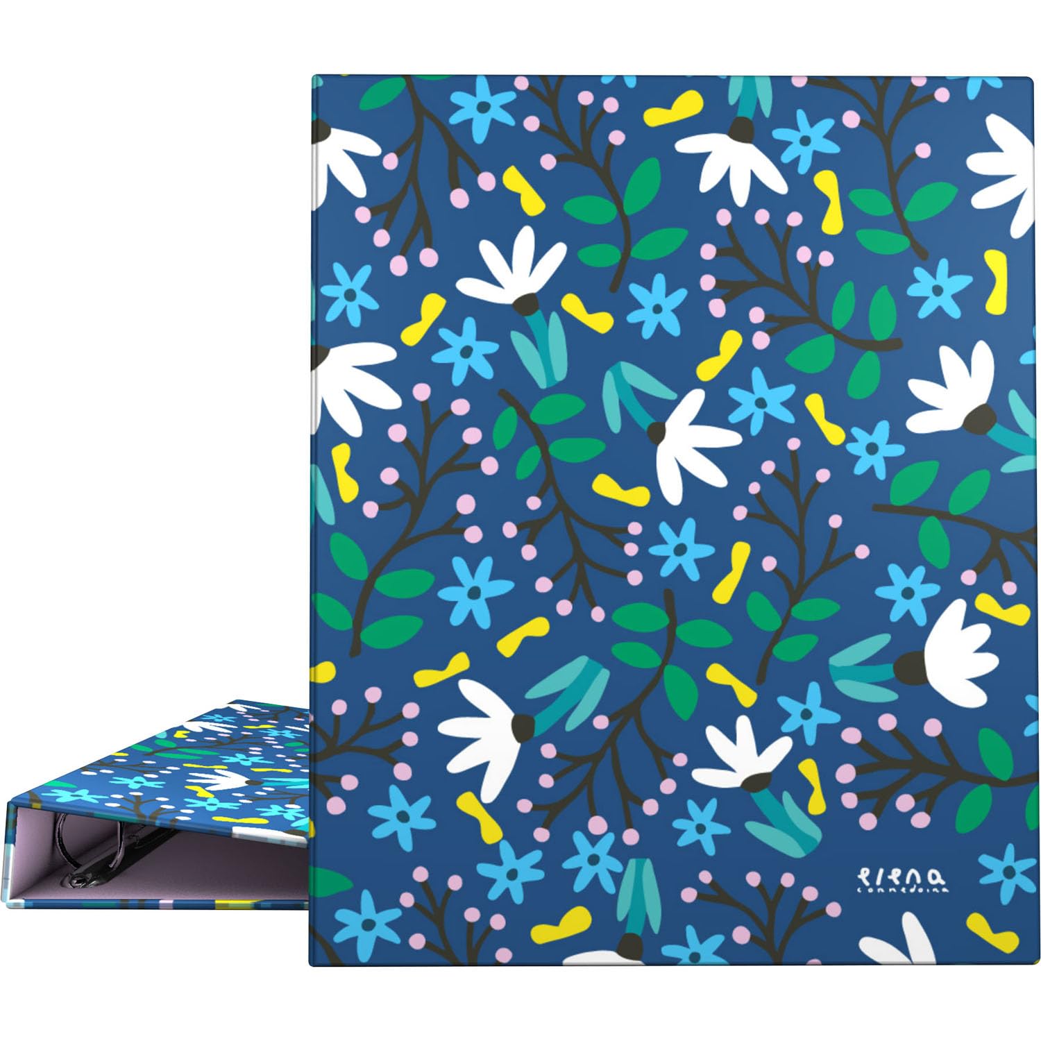 Folder A4 4 Rings 25 mm Blue Garden Elena Corredoira Cardboard Lined