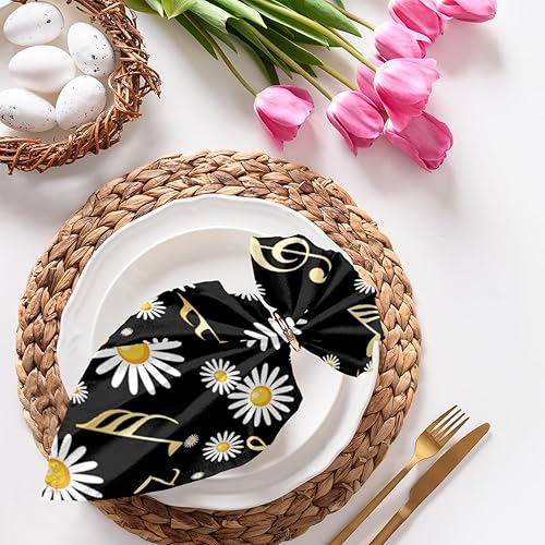 Juego de 4 servilletas de tela de margaritas de 20 x 20 pulgadas, pintadas con flores, lavables, reutilizables, para cocina, decoración de mesa para