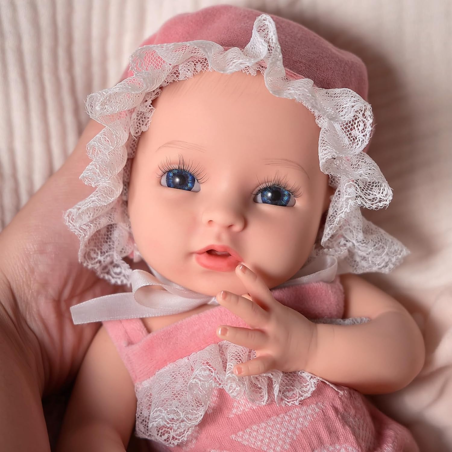 BABESIDE Full Body Silicone Reborn Baby Dolls Girl - 12 Inch Weighted Realistic Newborn Baby Doll with Blue Eyes, Complete Accessories & Gift Box - Ideal for Collectors and Gift Givers