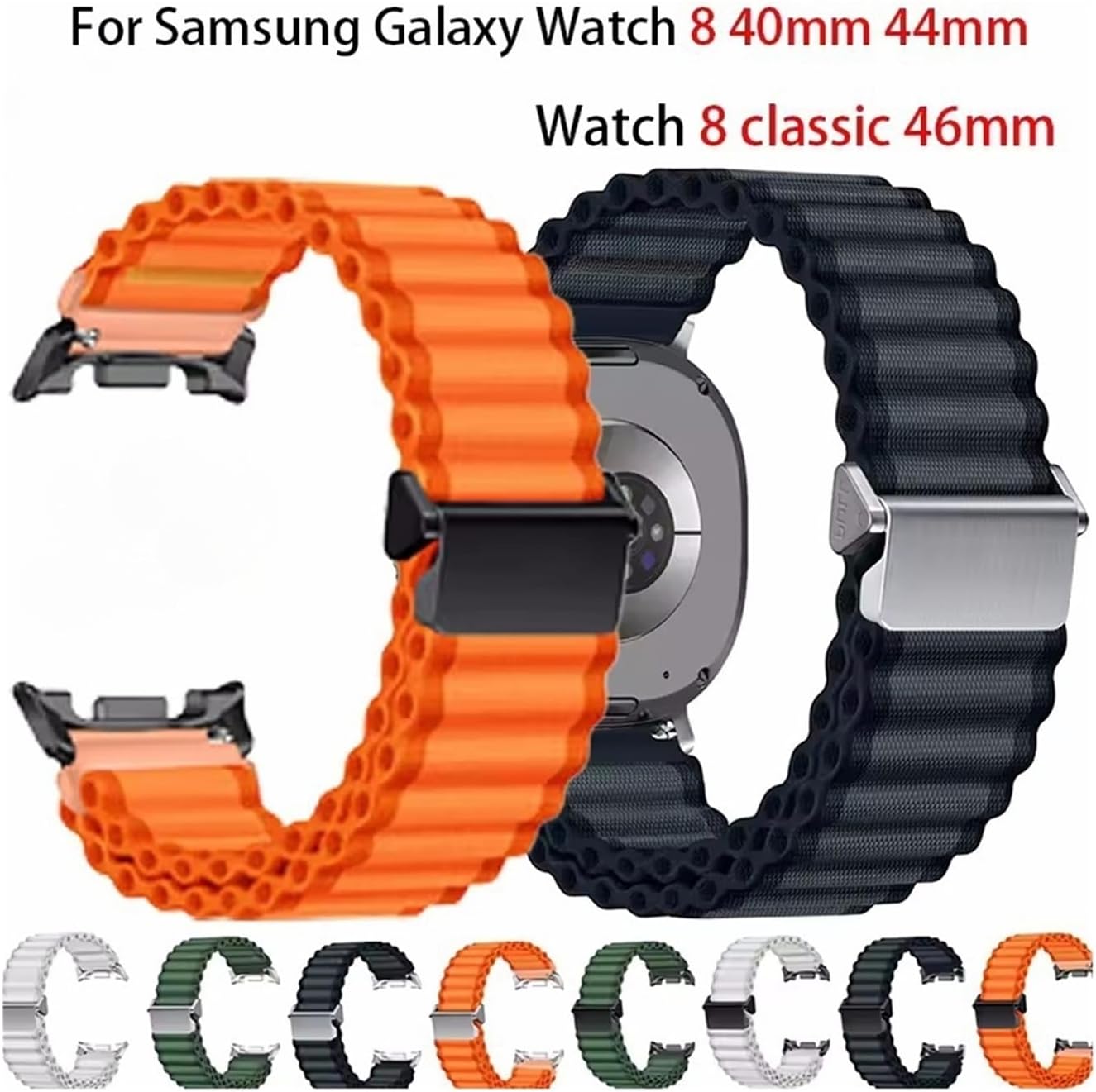 Stainless Steel Connector Nylon Strap For Samsung Galaxy Watch 8 40mm 44mm 8classic 46mm Band Sport Wristband Bracelet Accessories