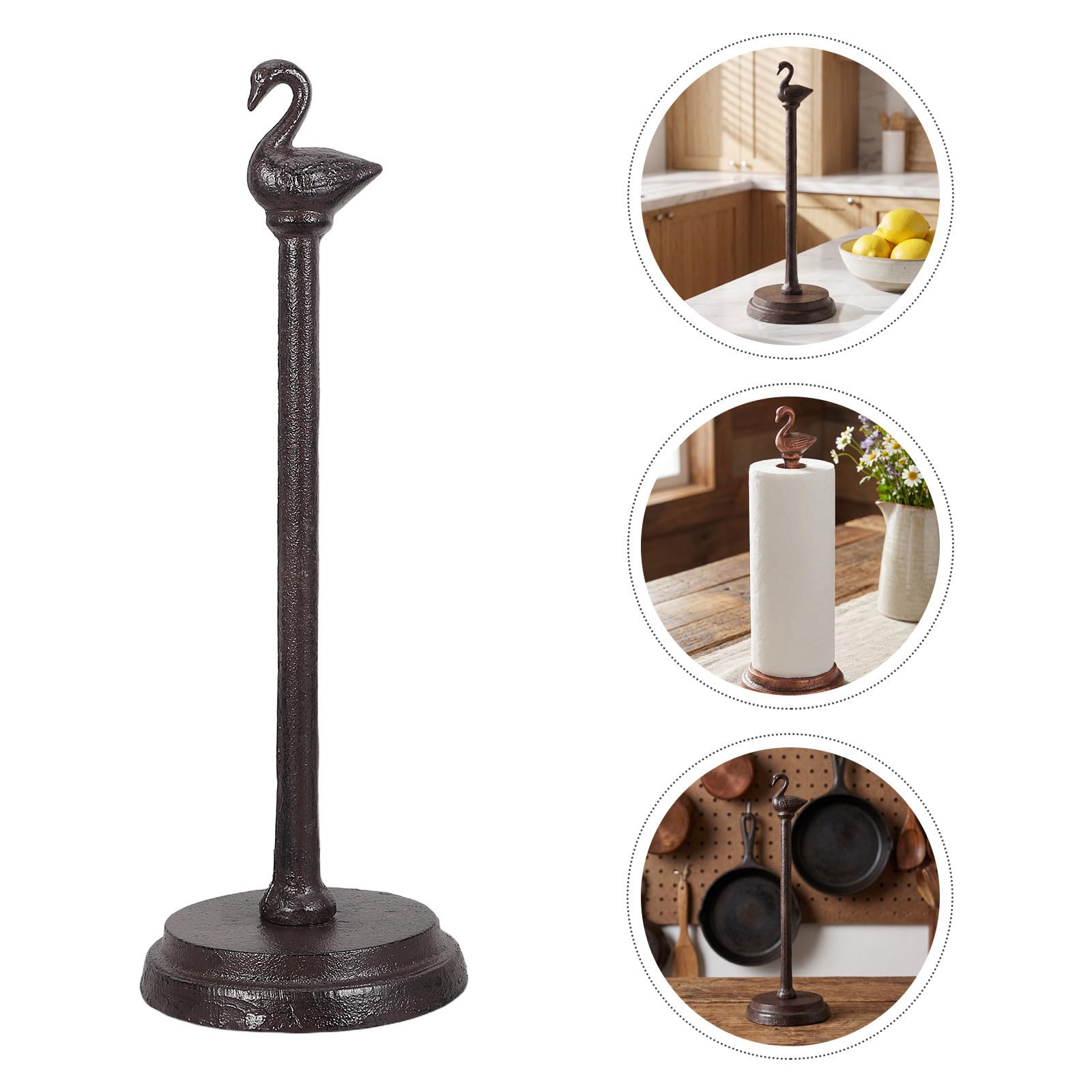 GALPADA Portarotolo a Cigno in Ghisa Nero, Design Vintage Classico | Piani Cucina e Lavabo Bagno, Design Stabile, Montaggio a Parete, Accessori Completi