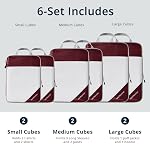 NICOSHOW 6 Set Compression Packing Cubes, Compressible Travel Packing Cubes Travel Essentials, Luggage Organizers for Carry-on Suitcase, Wine