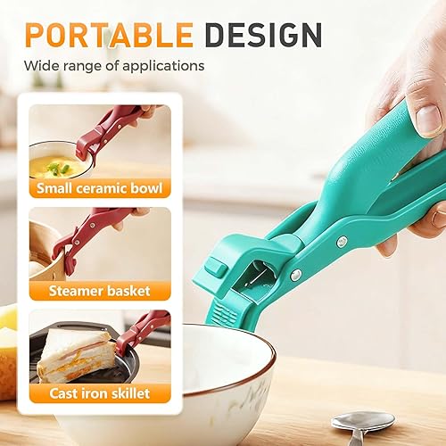 Miniatura 5 de 3 pinzas para platos calientes, agarre multiusos mejorado para platos de cocina (3 colores-B)