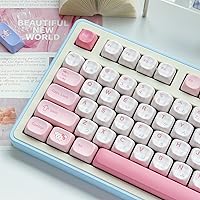 Vista 7 de Teclas de perfil MOA, teclas PBT amarillas, lindo juego de tapas de teclado de sublimación de tinta, teclas redondas personalizadas para teclados