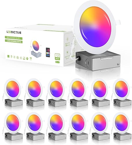 Paquete de 12 luces empotrables inteligentes de 6 pulgadas, luces LED empotrables de 6 pulgadas, 12 W, 1200 lm, luz descendente inteligente con caja disponible en Yaxa Peru