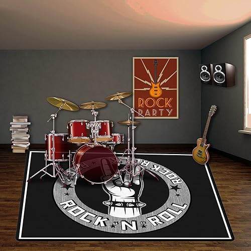 Miniatura 2 de PRIHALF Alfombra de batería, alfombra para dormitorio, sala de estar, almohadillas insonorizadas, accesorios de batería para juego de batería,