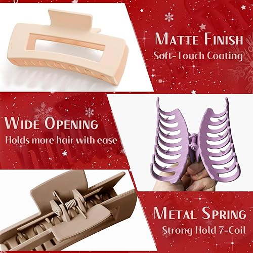 Miniatura 112 de TOCESS Paquete de 8 pinzas grandes para el cabello para mujer, pinzas de garra grandes para cabello fino y rizado, agarre fuerte de los años 90