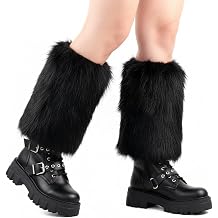 COSYEARS Faux Fur Fluffy Leg Warmers Furry Boot Cuffs Covers for Party Halloween Daily Wear Costumes