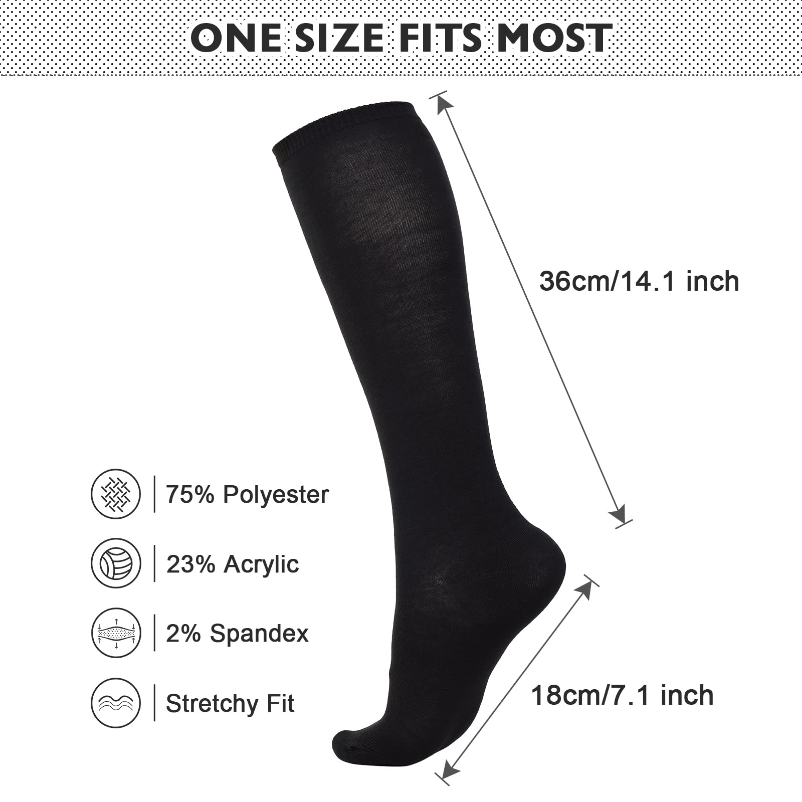Calcetines altos hasta la rodilla para mujer, calcetines largos atléticos delgados de muslo alto, calcetines deportivos al aire libre, calcetines de tubo casuales, Paquete de 3 Negro, Talla única
