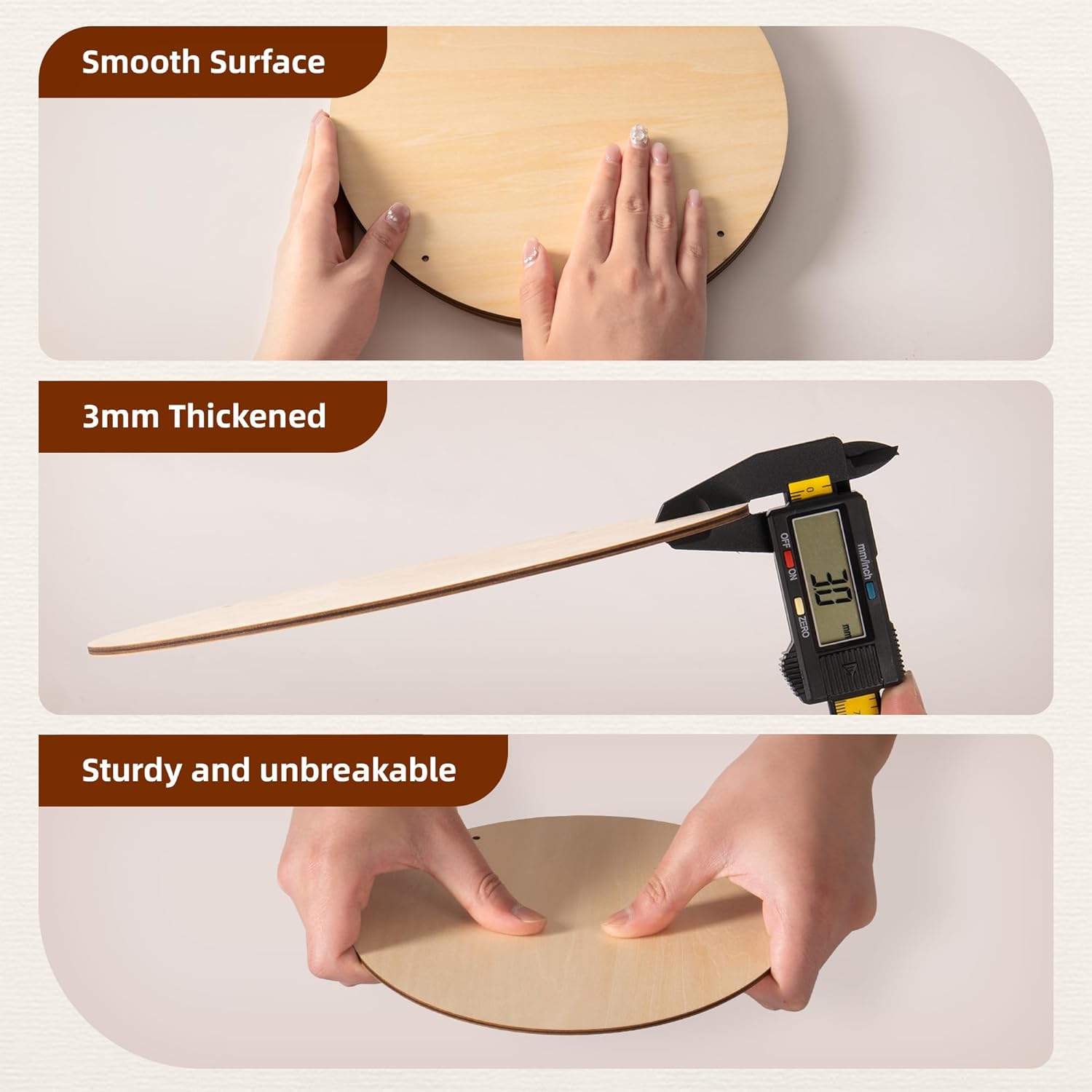12Pack 12 Inch Wood Circles for Crafts,Unfinished Wood Sheets with Holders,Circular Basswood Plywood for Painting, Door Hanger Blanks,Home Decor and DIY Wood Crafts