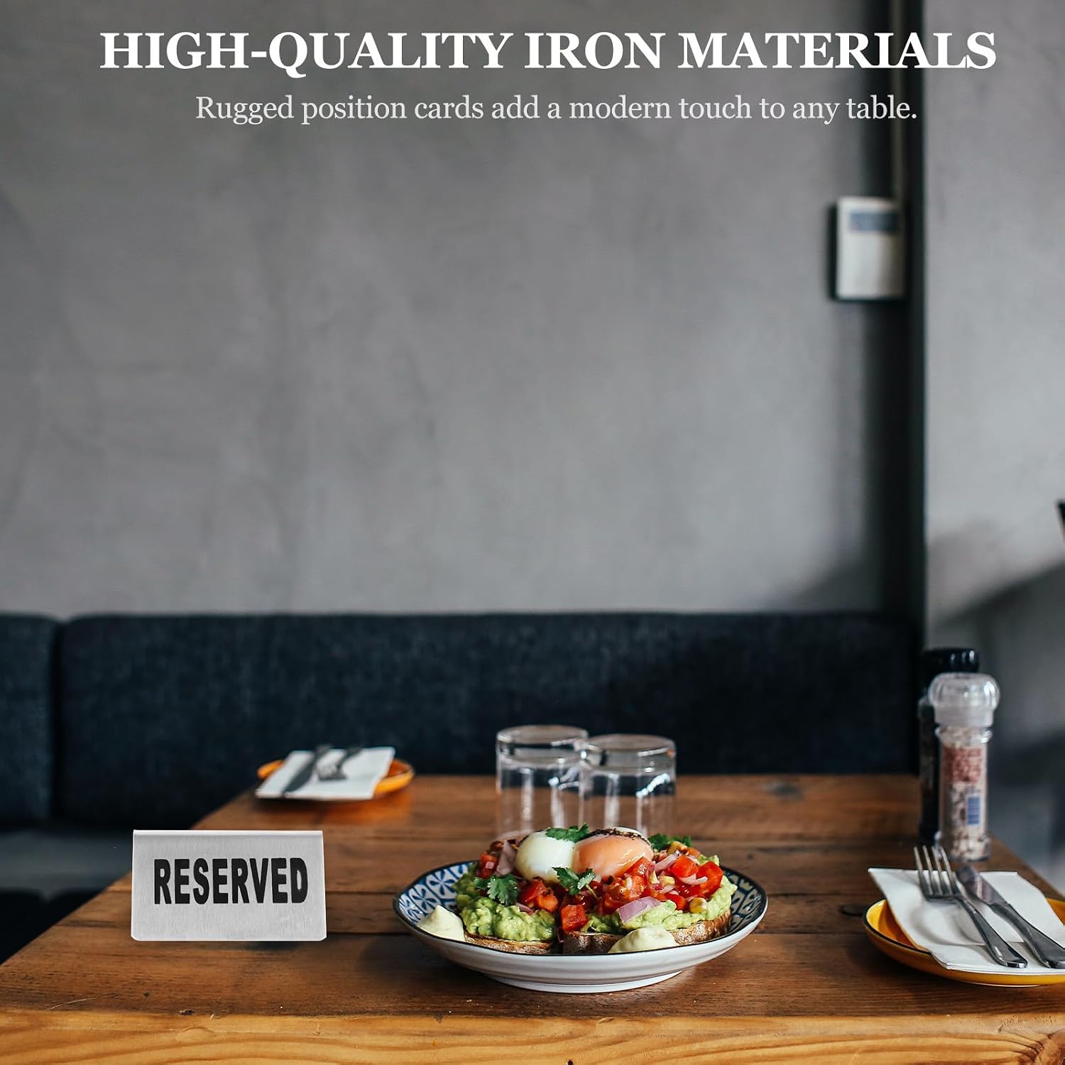 Garneck 4pcs Stainless Steel Reserved Cards Double-sided Table Signs for Restaurant, Banquet, Wedding and Party Use, Sturdy Metal Tabletop Reserved Seat Indicators
